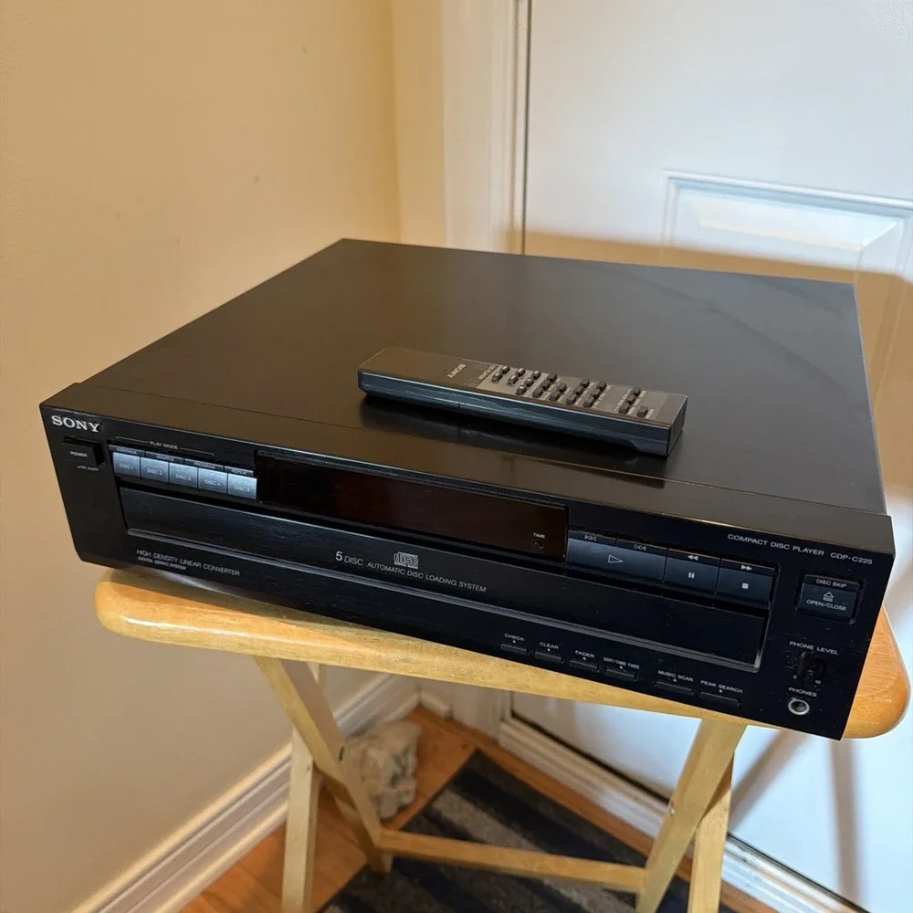 Sony CDP-C225 Vintage 5 Disc CD Player Changer Japan with Remote, 1992 Tested